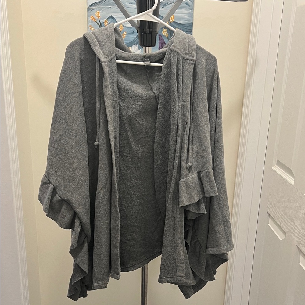 Aerie heather flounce cardigan